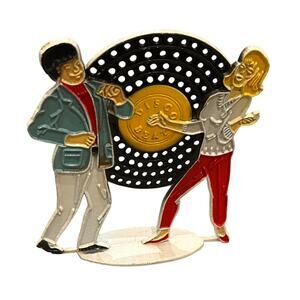 Vintage 1970s Revere Disco Beat Earring Holder Metal Dancers Retro USA -